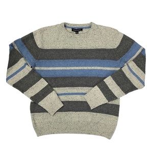 Tricots St Raphael mens gray & blue striped sweater